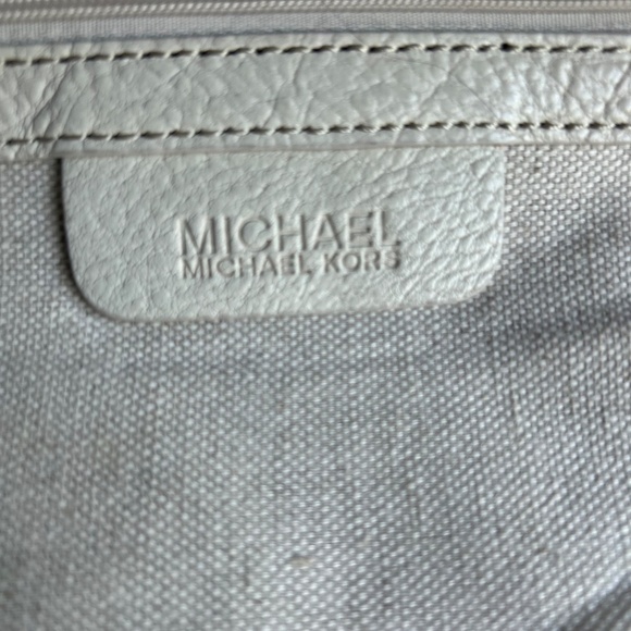 Michael Kors Brown Beige Canvas Ivory Leather Handbag Shoulder Bag - Picture 14 of 15